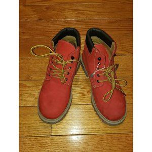 GALLUCCI Boys Red Suede Water Proof Boots size 2.5 Italian Leather Boots NIB